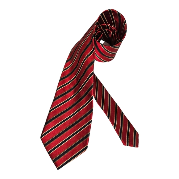 ERMENEGILDO ZEGNA Red Striped Silk LUXURY Tie ITALY - Picture 1 of 4